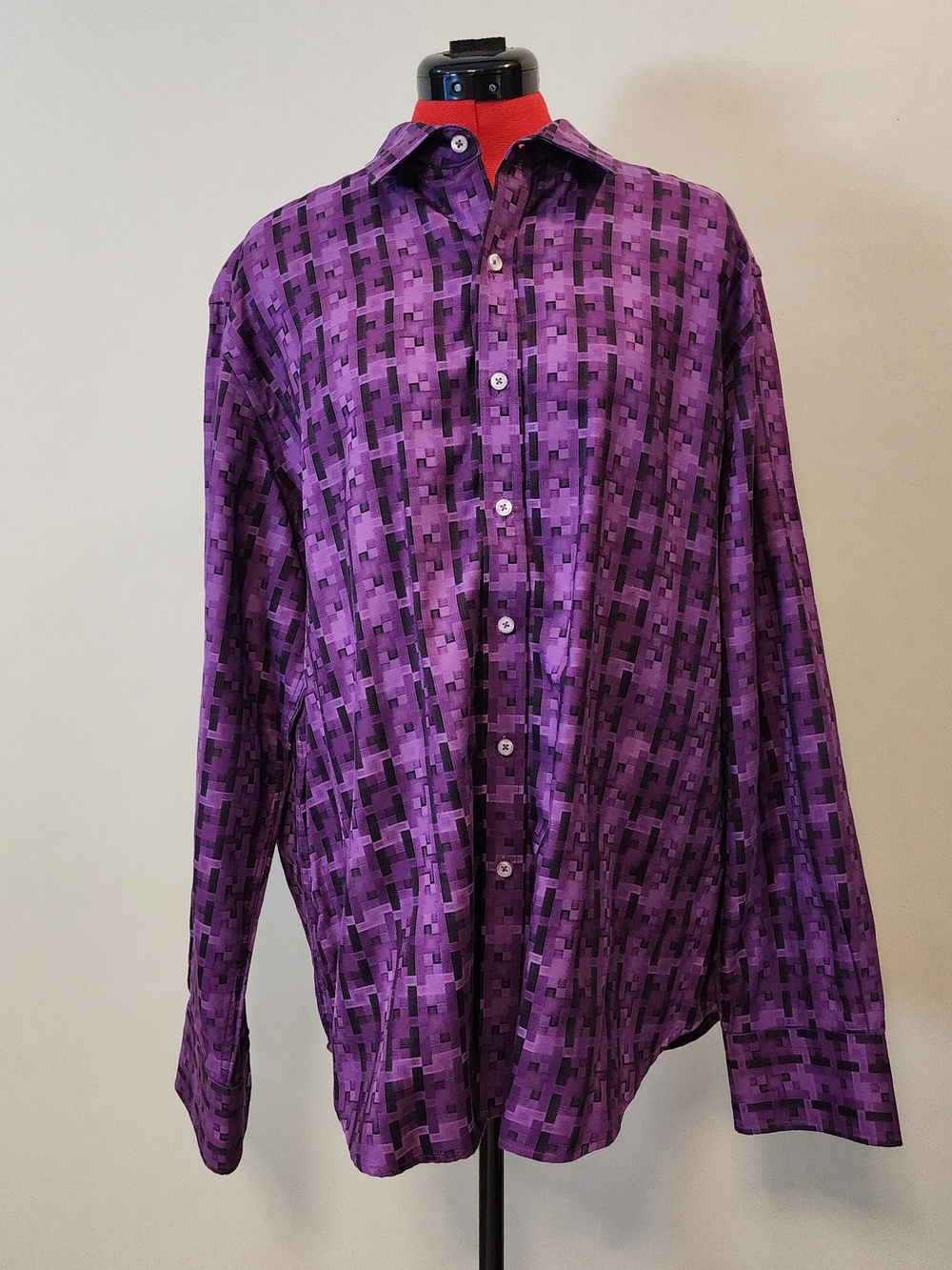 Robert Graham Purple Geometric Button-Down Shirt